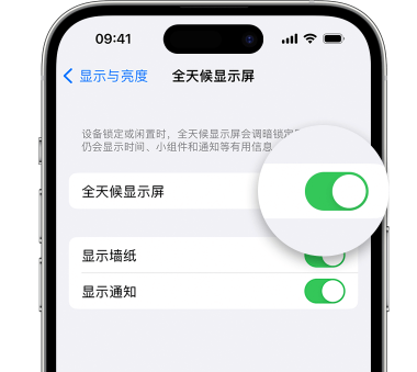 道县苹果15预约维修分享iPhone15如何设置全天候显示屏幕可见 